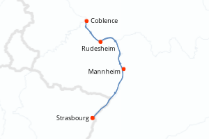 carte itinéraire croisière Rhin Main Moselle 4 jours au départ du port de Strasbourg