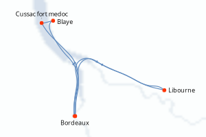 Carte de l'itinéraire de croisière Bordeaux-Bordeaux d'une durée de 4 jours