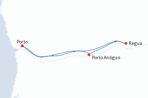 carte itinéraire croisière Atlantique 5 jours au départ du port de Porto