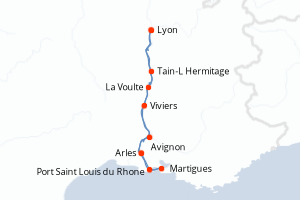 carte itinéraire croisière Rhône  Saone 5 jours au départ du port de Lyon