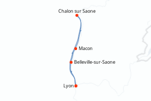 carte itinéraire croisière Rhône  Saone 4 jours au départ du port de Lyon