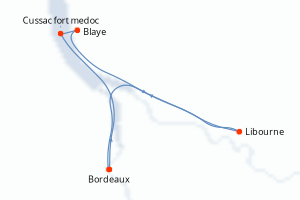 Carte de l'itinéraire de croisière Bordeaux-Bordeaux d'une durée de 4 jours