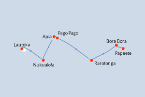 carte itinéraire croisière Asie 11 jours au départ du port de Papeete