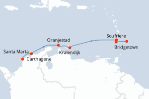 carte itinéraire croisière Caraïbes Bahamas 9 jours au départ du port de Carthagene