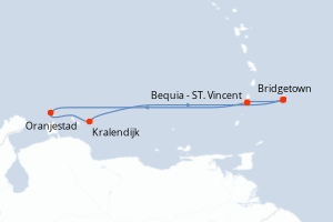 carte itinéraire croisière Caraïbes Bahamas 7 jours au départ du port de Bridgetown