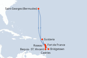 carte itinéraire croisière Caraïbes Bahamas 7 jours au départ du port de Bridgetown