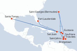 carte itinéraire croisière Caraïbes Bahamas 12 jours au départ du port de Fort Lauderdale