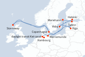 carte itinéraire croisière Europe du Nord 12 jours au départ du port de Copenhague