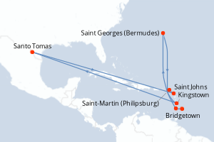 carte itinéraire croisière Caraïbes Bahamas 7 jours au départ du port de Bridgetown