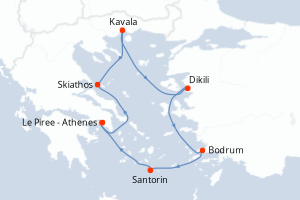 carte itinéraire croisière Méditerranée 7 jours au départ du port de Le Piree - Athenes