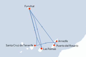Carte de l'itinéraire de croisière Las Palmas-Las Palmas d'une durée de 7 jours