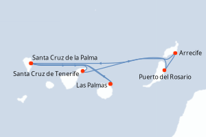 carte itinéraire croisière Iles Canaries 7 jours au départ du port de Las Palmas