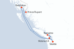 carte itinéraire croisière Alaska 7 jours au départ du port de Seattle