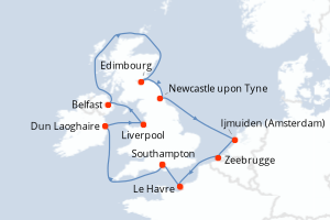 carte itinéraire croisière Europe du Nord 11 jours au départ du port de Southampton