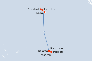 carte itinéraire croisière Hawaii 12 jours au départ du port de Papeete