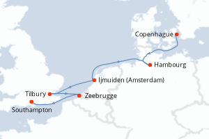 carte itinéraire croisière Europe du Nord 7 jours au départ du port de Copenhague