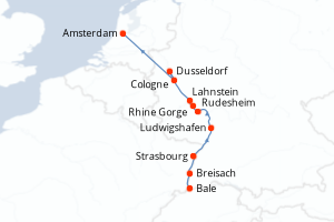 carte itinéraire croisière Europe du Nord 7 jours au départ du port de Bale