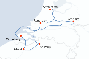 carte itinéraire croisière Elbe 7 jours au départ du port de Amsterdam