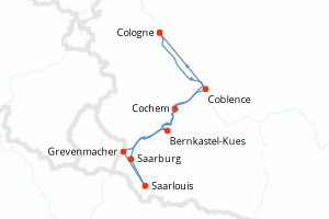 Carte de l'itinéraire de croisière Cologne-Cologne d'une durée de 7 jours