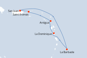 carte itinéraire croisière Caraïbes Bahamas 7 jours au départ du port de San Juan