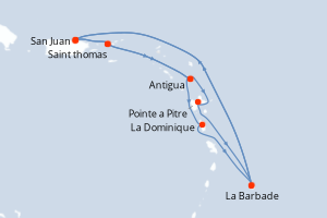 carte itinéraire croisière Caraïbes Bahamas 14 jours au départ du port de San Juan
