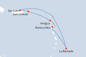 carte itinéraire croisière Caraïbes Bahamas 7 jours au départ du port de San Juan
