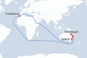 Carte de l'itinéraire de croisière Sydney-Sydney d'une durée de 9 jours