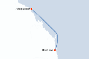 Carte de l'itinéraire de croisière Brisbane-Brisbane d'une durée de 4 jours