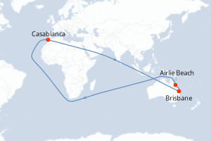 carte itinéraire croisière Australie Nouvelle Zélande 6 jours au départ du port de Brisbane