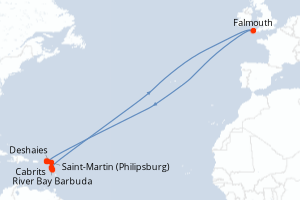 Carte de l'itinéraire de croisière Saint-Martin (Philipsburg)-Saint-Martin (Philipsburg) d'une durée de 7 jours