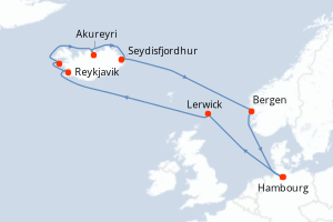 carte itinéraire croisière Europe du Nord 12 jours au départ du port de Hambourg