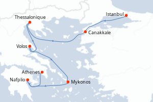 carte itinéraire croisière Méditerranée 7 jours au départ du port de Istanbul