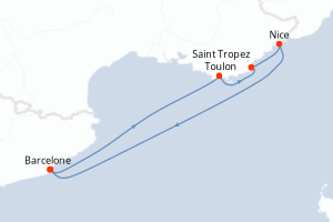 carte itinéraire croisière Méditerranée 5 jours au départ du port de Barcelone
