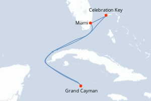 carte itinéraire croisière Caraïbes Bahamas 5 jours au départ du port de Miami