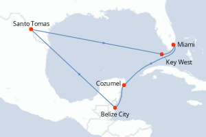 carte itinéraire croisière Caraïbes Bahamas 7 jours au départ du port de Miami