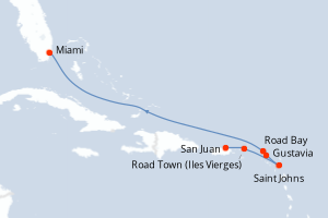 carte itinéraire croisière Caraïbes Bahamas 7 jours au départ du port de San Juan