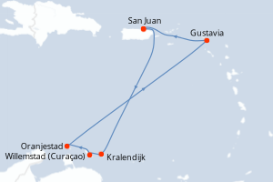 carte itinéraire croisière Caraïbes Bahamas 7 jours au départ du port de San Juan