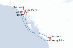 Carte de l'itinéraire de croisière Vancouver-Vancouver d'une durée de 7 jours
