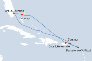 carte itinéraire croisière Caraïbes Bahamas 8 jours au départ du port de Fort Lauderdale