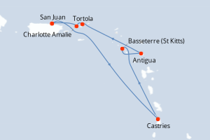 carte itinéraire croisière Caraïbes Bahamas 7 jours au départ du port de San Juan