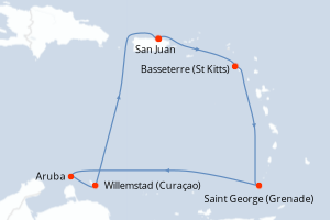 carte itinéraire croisière Caraïbes Bahamas 7 jours au départ du port de San Juan