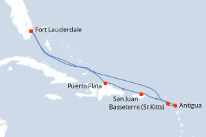 carte itinéraire croisière Caraïbes Bahamas 8 jours au départ du port de Fort Lauderdale