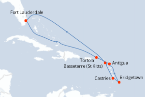 carte itinéraire croisière Caraïbes Bahamas 10 jours au départ du port de Fort Lauderdale