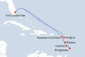 carte itinéraire croisière Caraïbes Bahamas 10 jours au départ du port de Fort Lauderdale