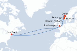 carte itinéraire croisière Amérique du Nord 21 jours au départ du port de New York