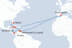 carte itinéraire croisière Caraïbes Bahamas 10 jours au départ du port de Panama city