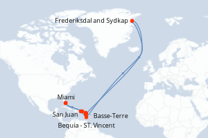 carte itinéraire croisière Caraïbes Bahamas 12 jours au départ du port de Miami