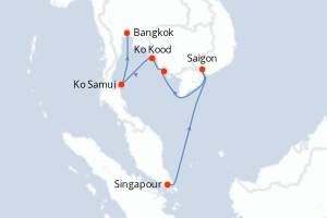carte itinéraire croisière Asie 10 jours au départ du port de Singapour
