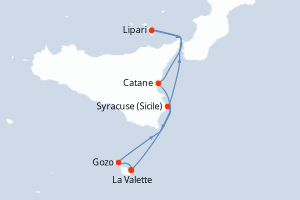 Carte de l'itinéraire de croisière La Valette-La Valette d'une durée de 7 jours