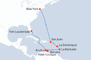carte itinéraire croisière Caraïbes Bahamas 14 jours au départ du port de Fort Lauderdale